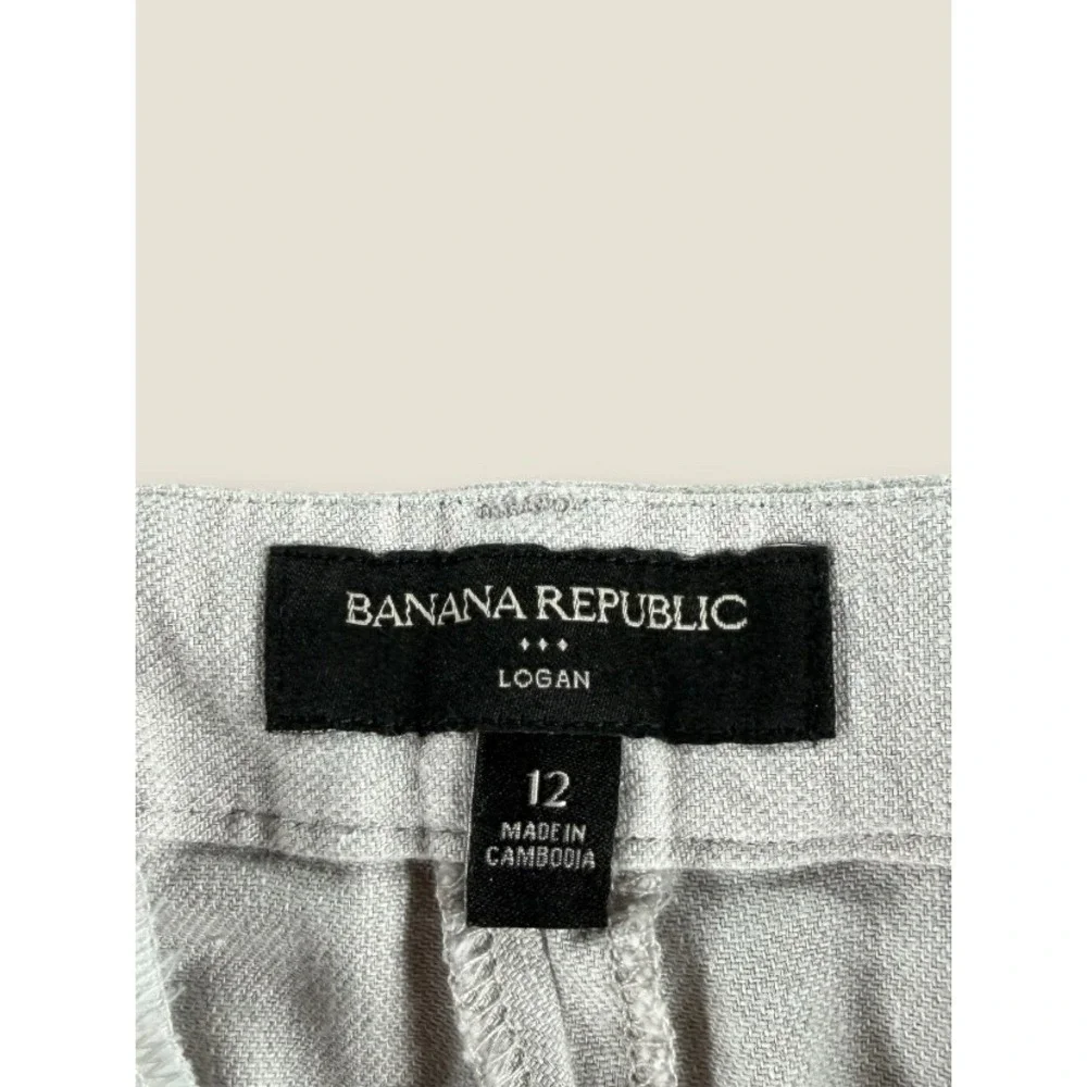 Banana Republic Logan Linen Blend Wide Leg Pants Womens 12 Light Gray 257828-00