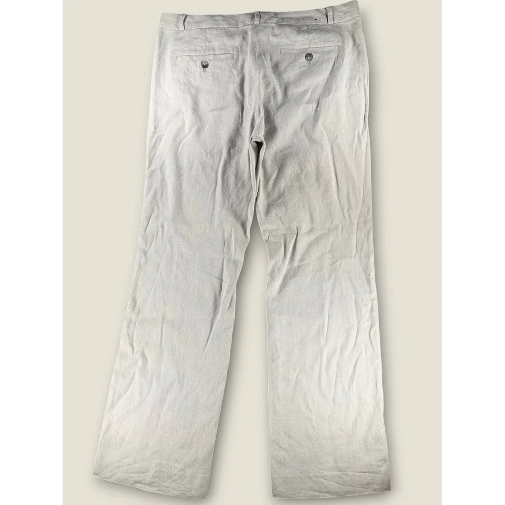 Banana Republic Logan Linen Blend Wide Leg Pants Womens 12 Light Gray 257828-00