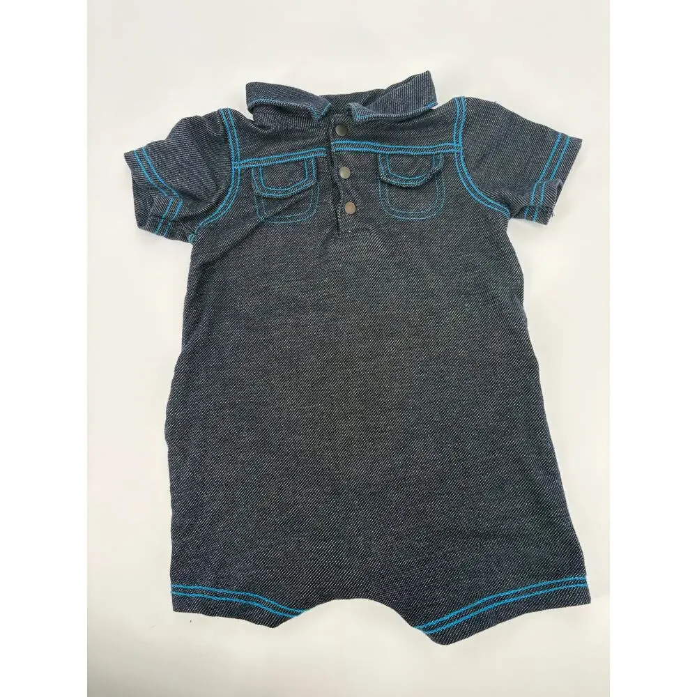 Baby Boy 18M Romper Lot Disney Mickey Mouse + Okie Dokie Denim Sport