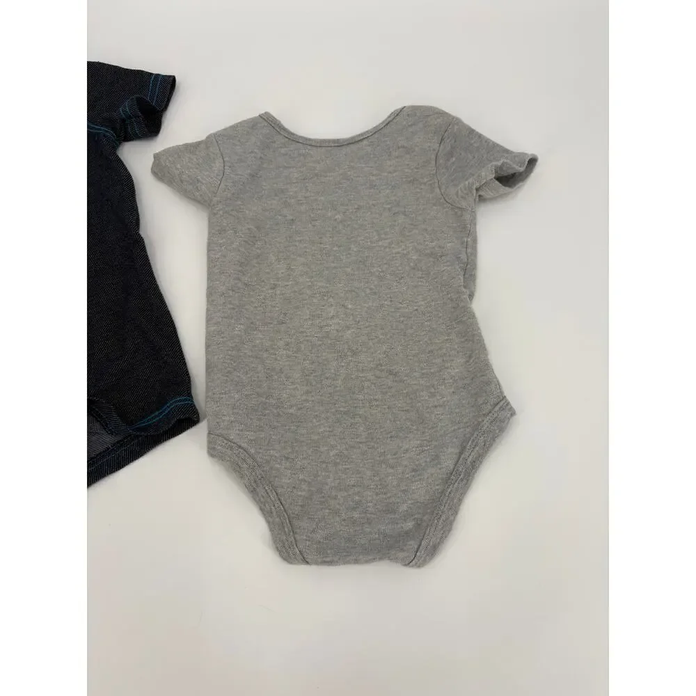 Baby Boy 18M Romper Lot Disney Mickey Mouse + Okie Dokie Denim Sport