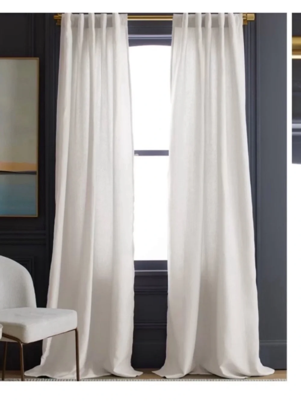 NWT QUINCE Set Of 2 48x96 European Linen Curtains Cream 0459