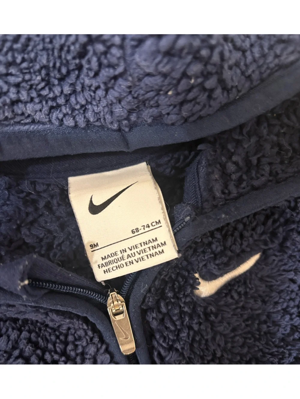 Nike Navy Sherpa Hooded One-Piece Bodysuit for Kids