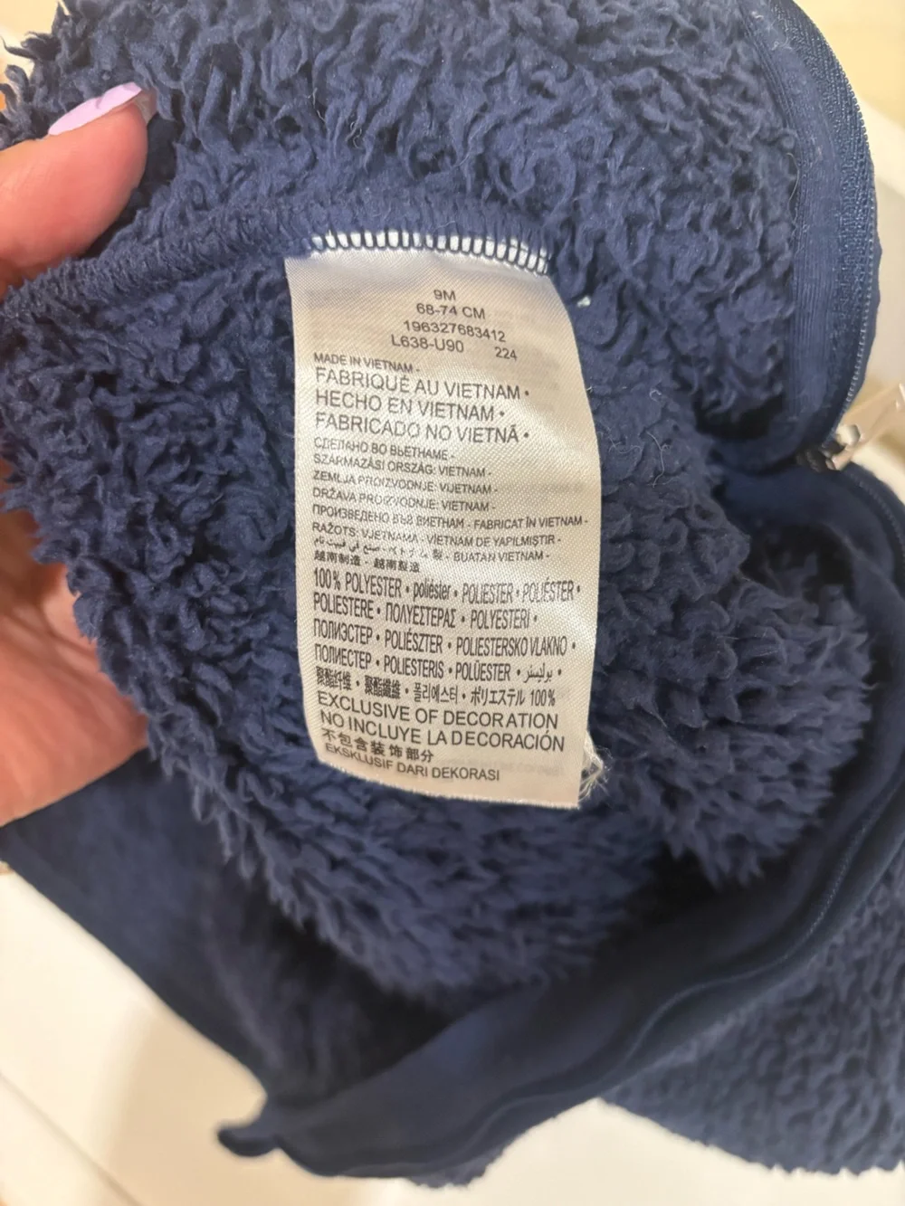 Nike Navy Sherpa Hooded One-Piece Bodysuit for Kids