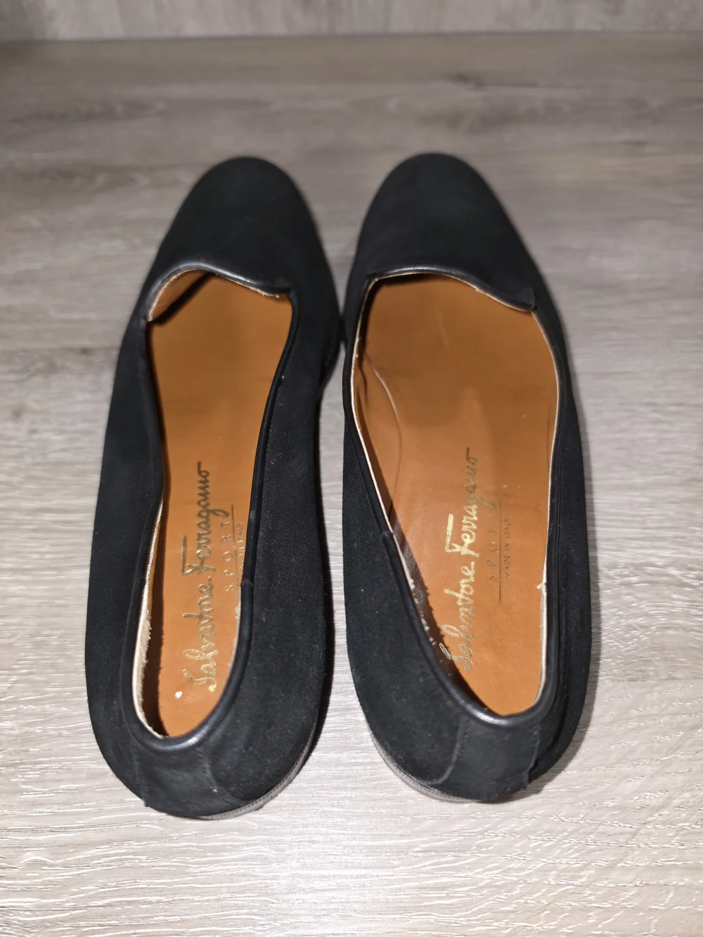 Vintage Salvatore Ferragamo Sport Black Suede Slip-On Loafers 9B