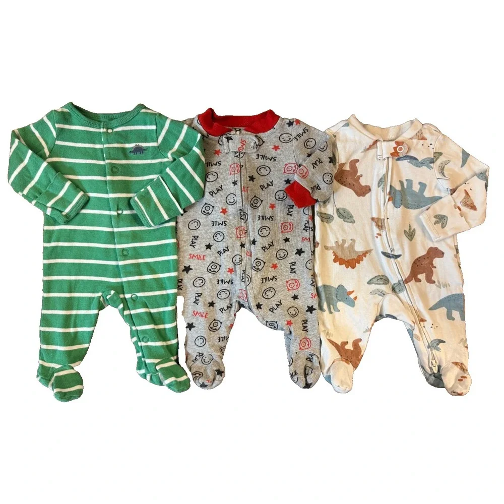 Baby Boy Sleepers Newborn Rompers  Clothes Footies Lot Sleep N Play Bundle Smile