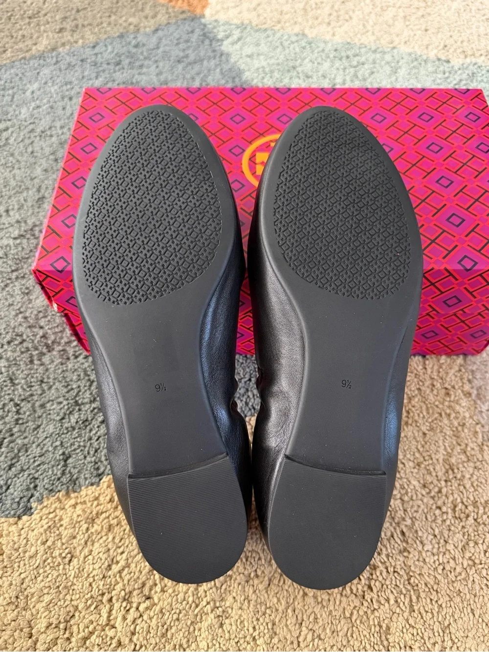 Tory Burch Black Classic Sheep Blossom Ballet Flats