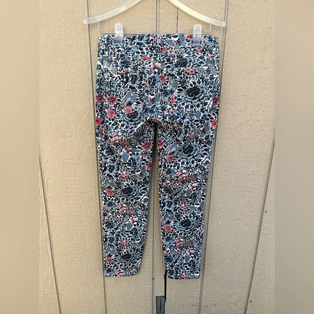Tory Burch Emmy Ankle Skinny Jeans Blue‎ Lake Kyoto Floral Print Size 26