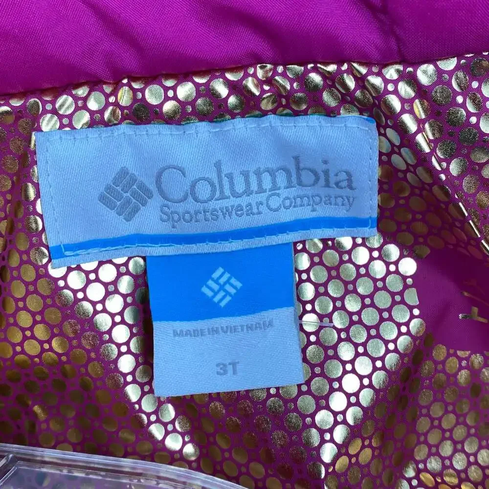Columbia Puffers Pink/Blue Kids Jacket | 3T Synthetic Winter Coat