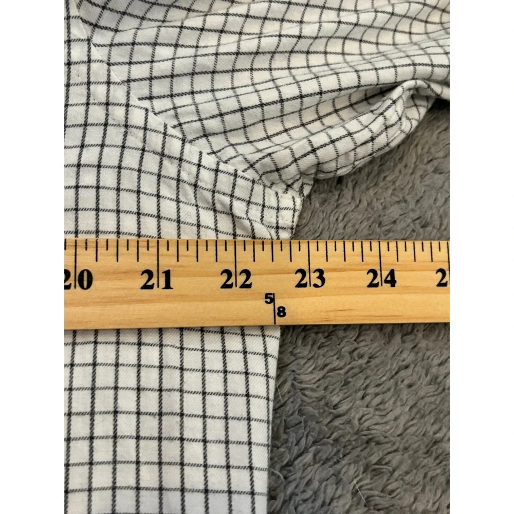 Banana Republic Mens Medium Check Gray Stretch Standard Fit Button Up Shirt