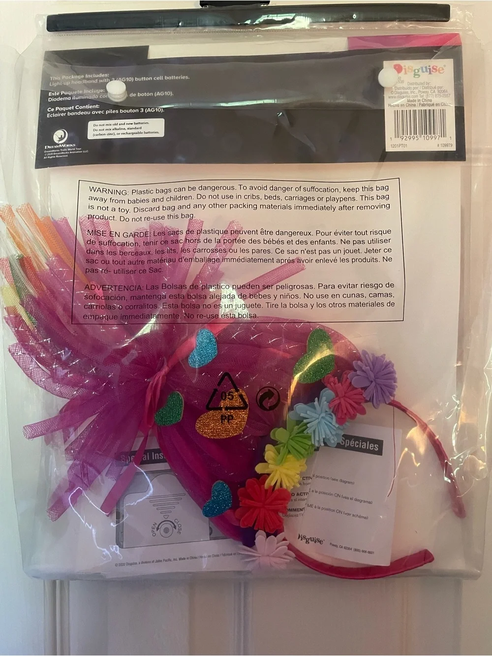 Disguise Poppy Rainbow Light-Up Headdress - Pink