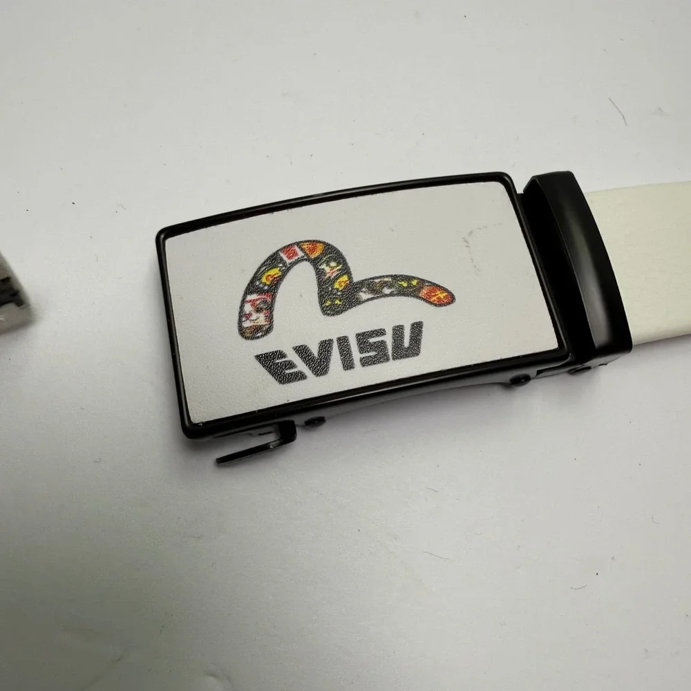 Evisu Ratchet Belt Mens One Size White Japanese Graphic Seagull Logo Buckle