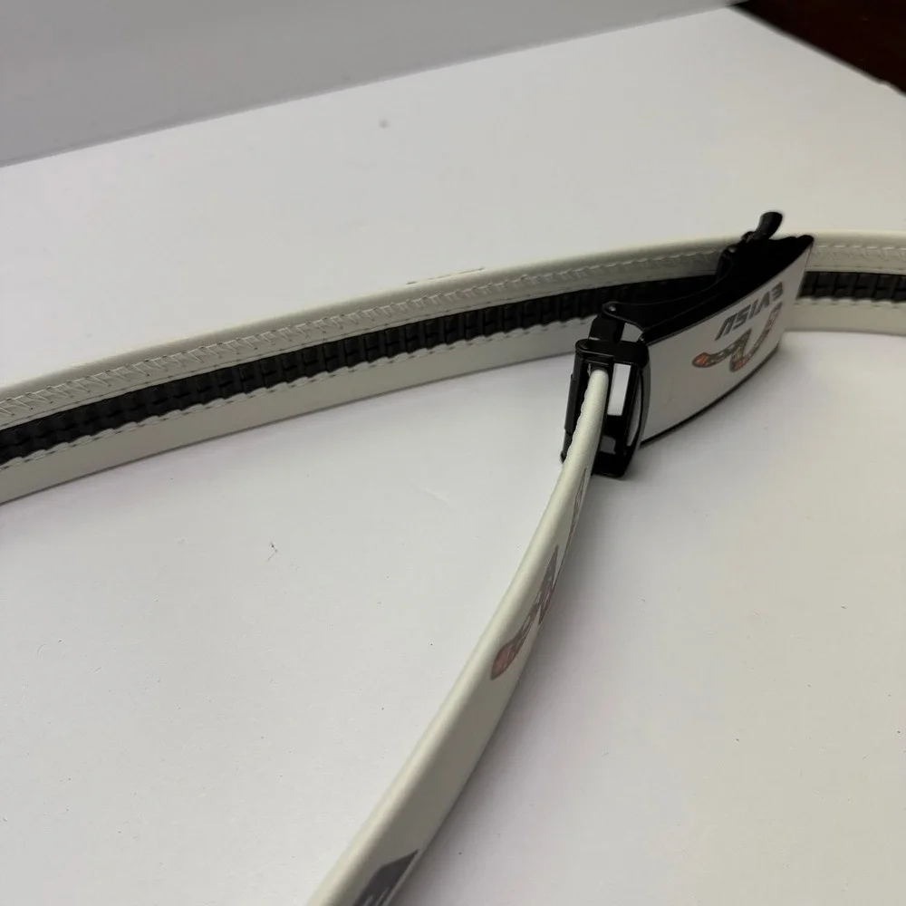 Evisu Ratchet Belt Mens One Size White Japanese Graphic Seagull Logo Buckle