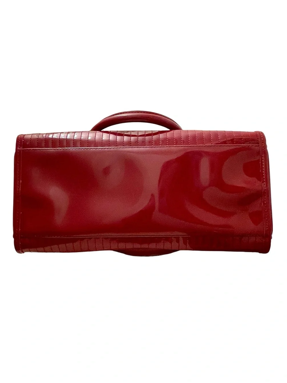 Ted Baker London burgundy French bulldog structured patent leather handbag