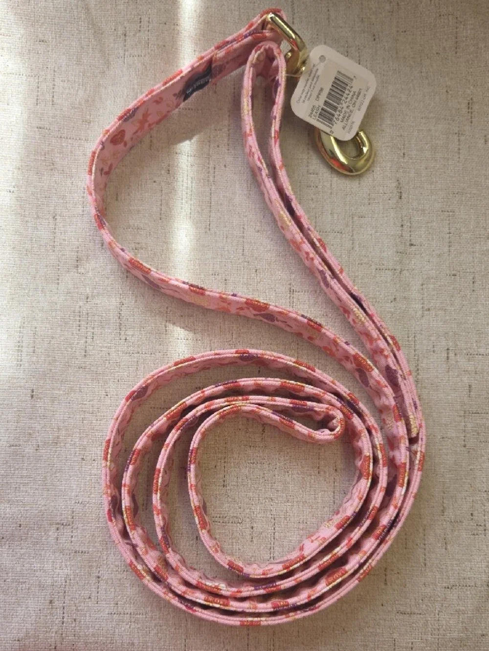 Pink Floral Dog Leash with Gold Hardware 6'