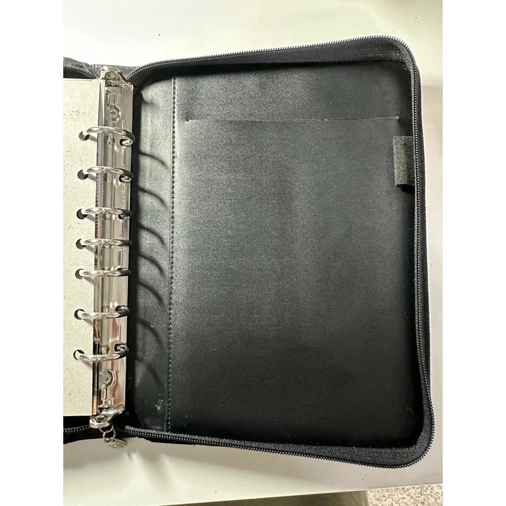 Franklin Covey 365 Planner Black Faux Leather Croc Binder Handles 7 Ring Zip