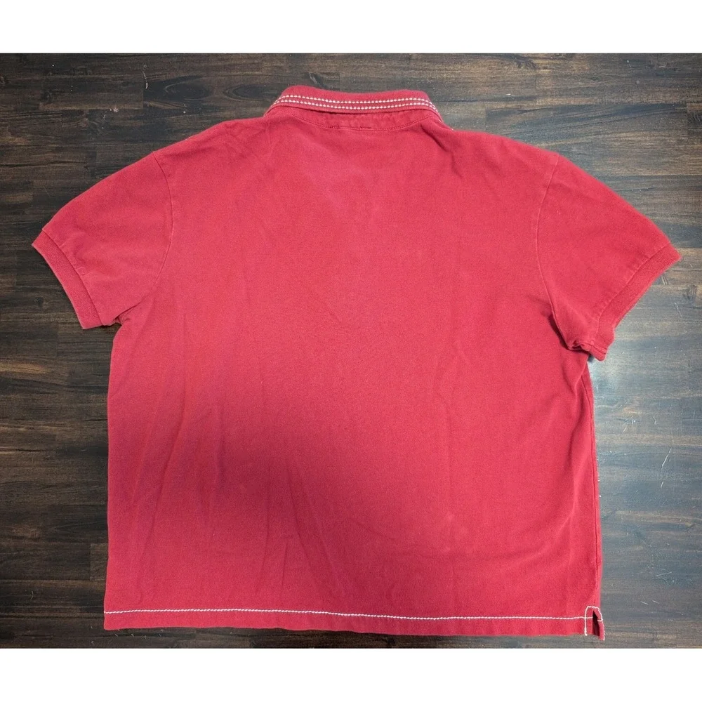 Lot of 2 True Religion Men's Polo Shirts XL Black Red Contrast Stitch Graphic