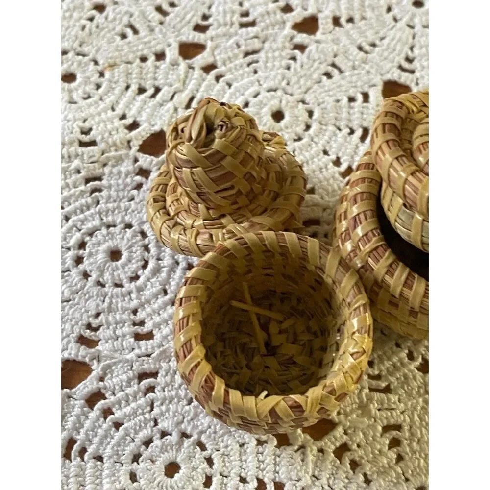 Set 2 Mini Sweetgrass Basket with Lids, Charleston South Carolina, 2.5