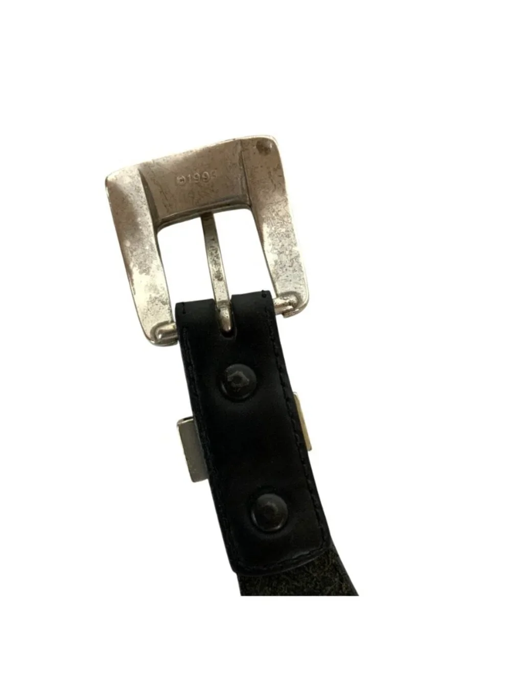 Onyx By Brighton Black Leather Belt With Silver-Tone Buckle Size 42 USA 1993