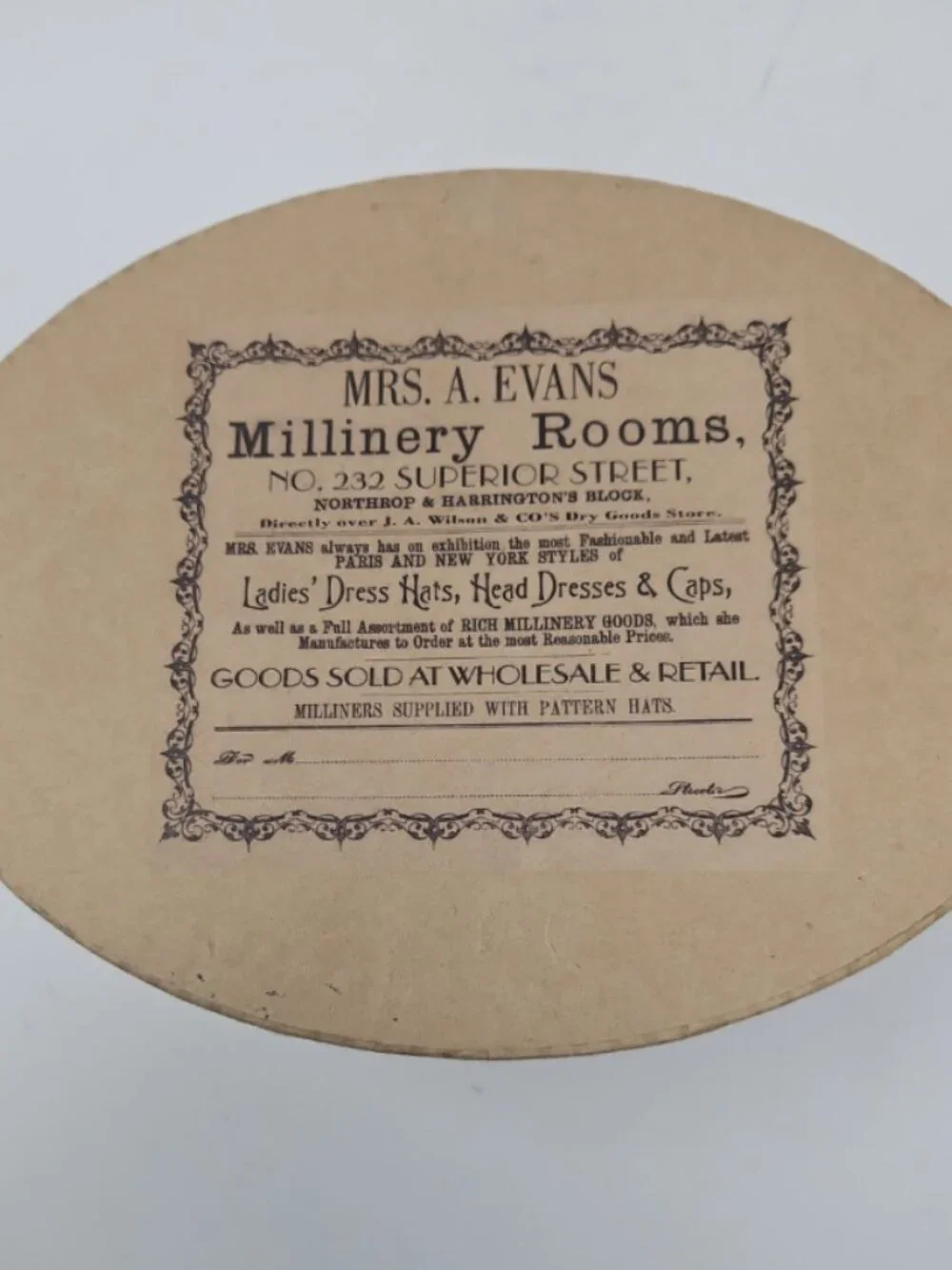 Vintage Lidded Wallpaper Hat Box La Mode de Paris Flapper Girl Millinery Rooms