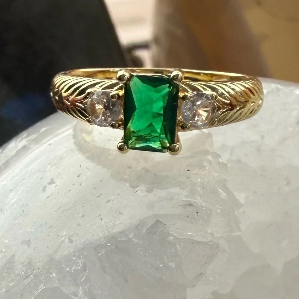 18k GP Yellow Gold Emerald Ring