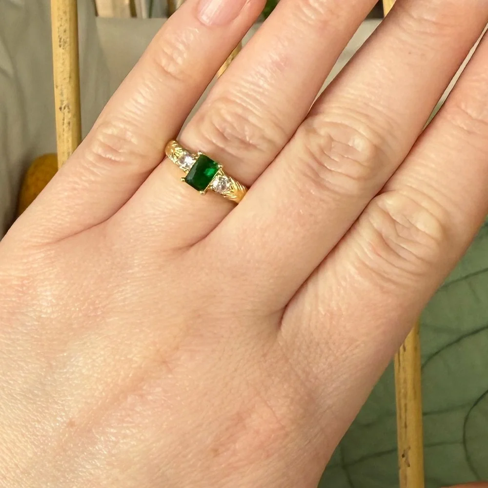 18k GP Yellow Gold Emerald Ring