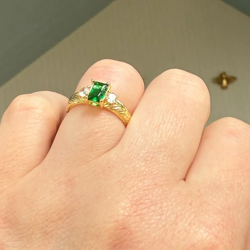 18k GP Yellow Gold Emerald Ring