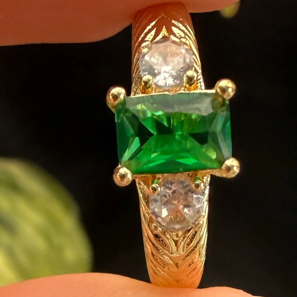 18k GP Yellow Gold Emerald Ring