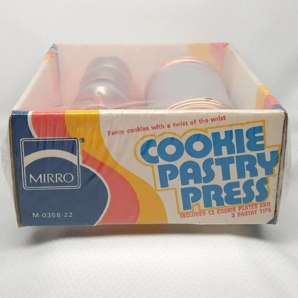 Mirro M-0358-22 Aluminum Cookie Pastry Press 16pc Factory Sealed 1980s Silver