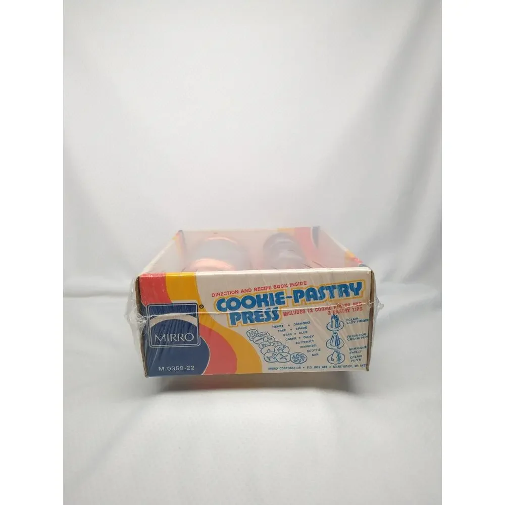 Mirro M-0358-22 Aluminum Cookie Pastry Press 16pc Factory Sealed 1980s Silver