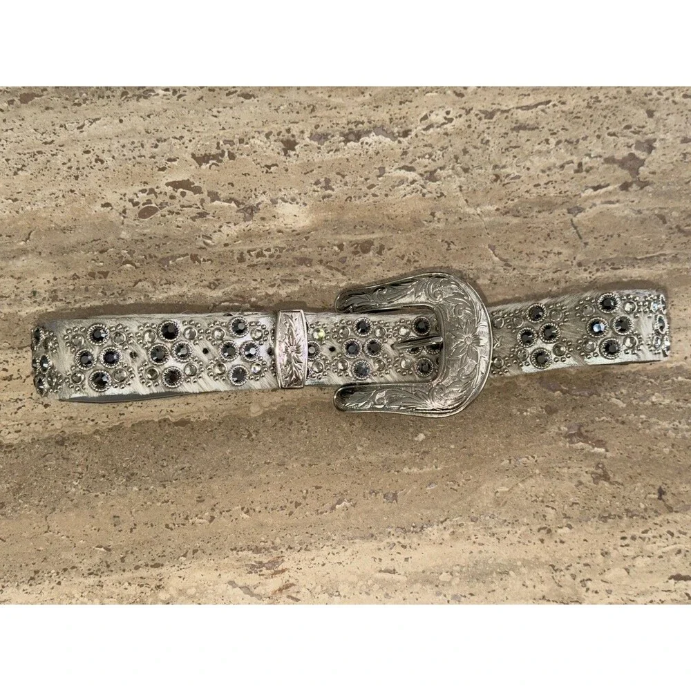 Kippy’s Belt Hide Western Belt Swarovski Crystal Studded Leather Size 34