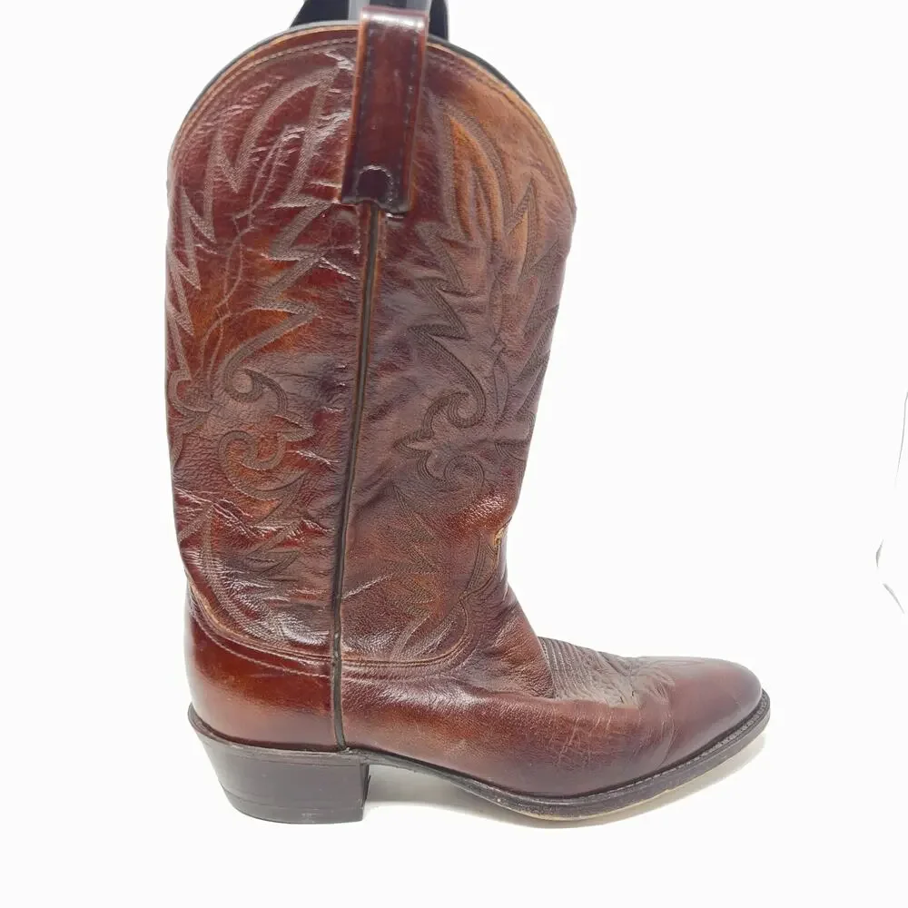 DAN POST Size 10 D Tall Western Men's Leather Brown Cowboy Boots 16781 Vintage