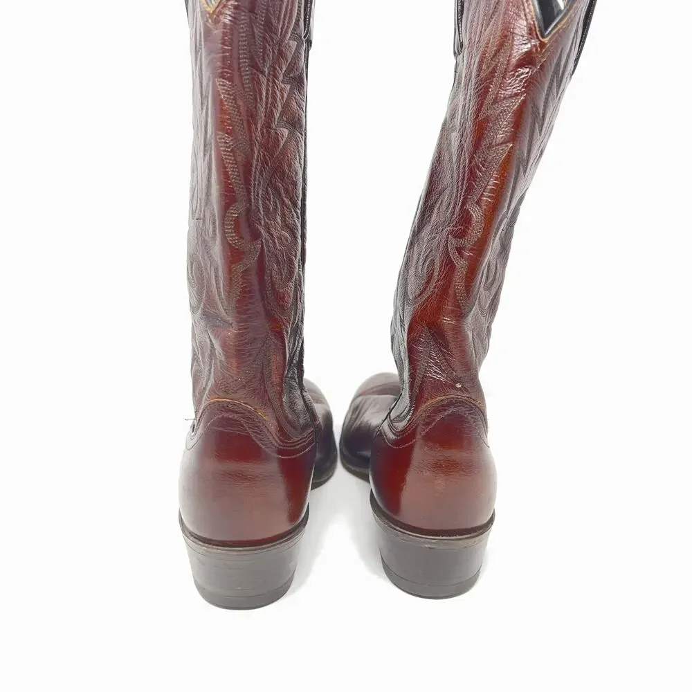DAN POST Size 10 D Tall Western Men's Leather Brown Cowboy Boots 16781 Vintage