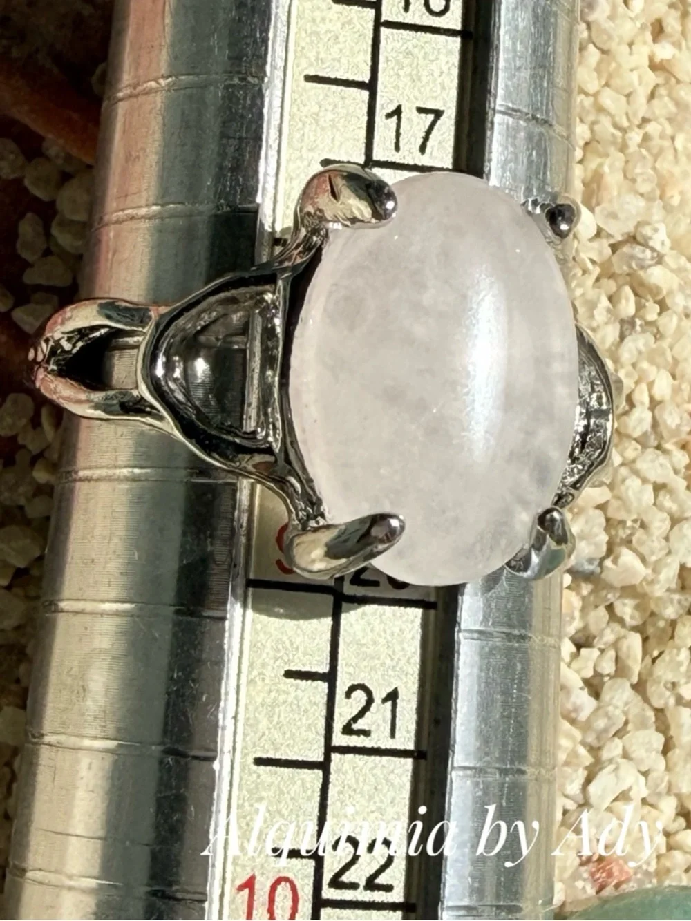 SOFT  Silver Ring with  Rose Quartz Oval