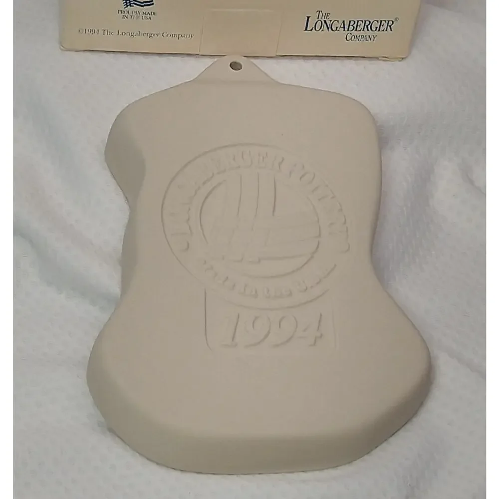 Vintage Longaberger Woven Traditions Ceramic Bunny Cookie Mold Tie-On 1994 Box