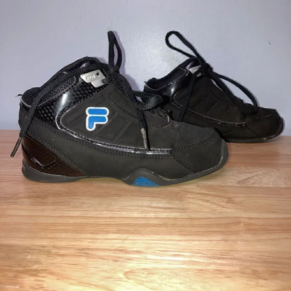 Fila, Toddler Team Effort Shoes High Top Lace Up Sneakers, Black Blue Size 11