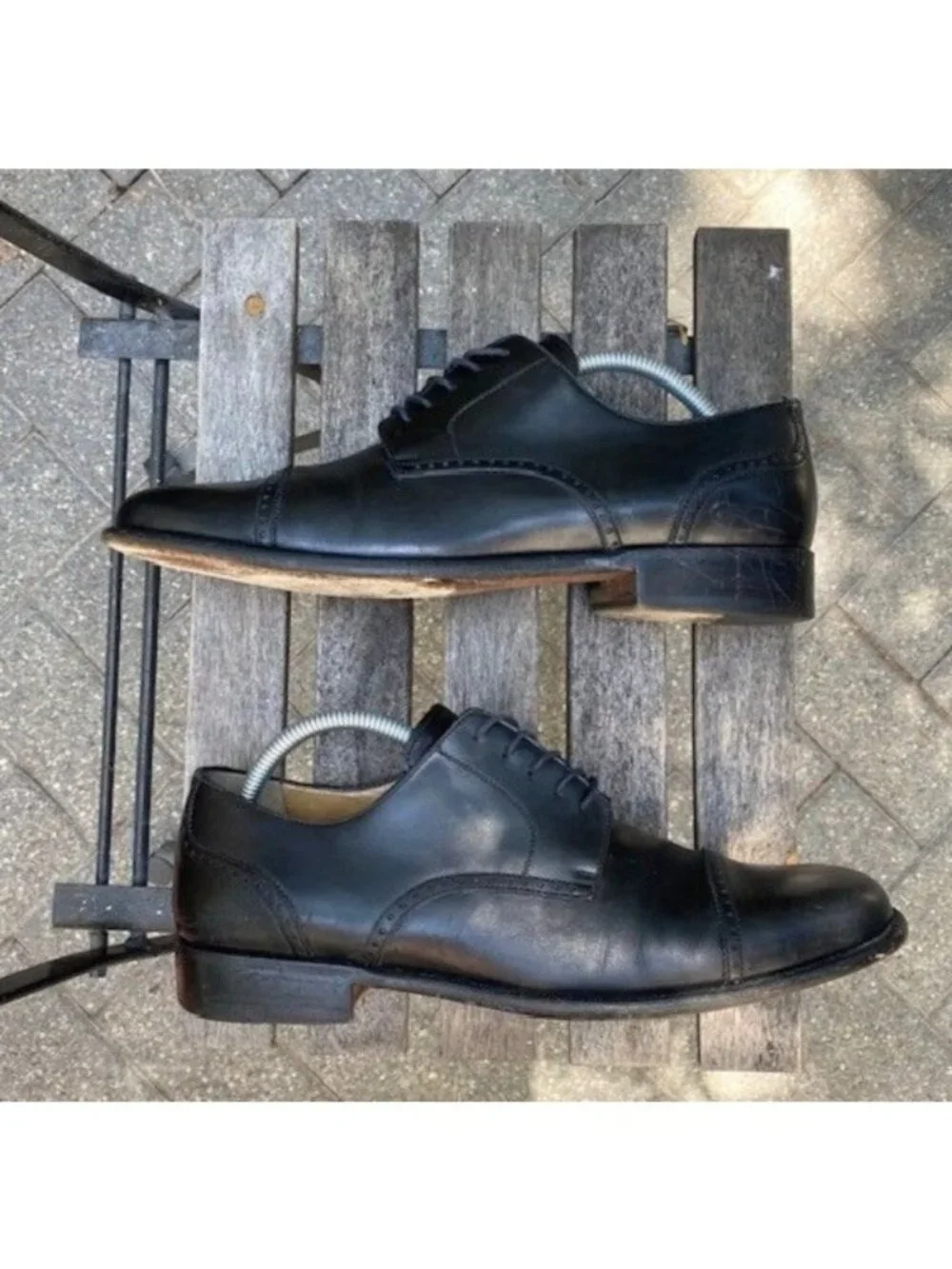 Cole Haan City Cap Top Derby Black Leather Shoe Men's Size 10D Made In Italy