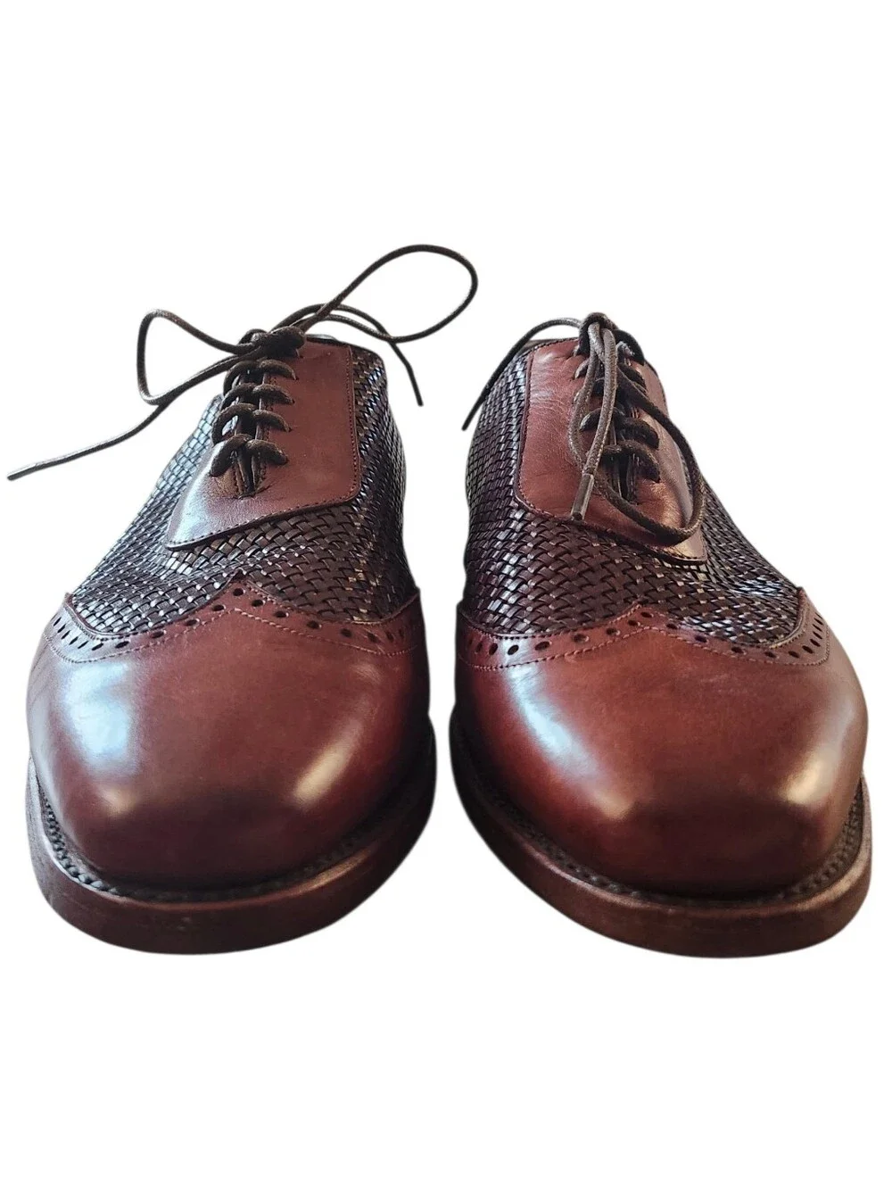Vintage Allen Edmonds Hampstead 1968 Woven Leather Wingtip Oxfords Men's 10.5 D