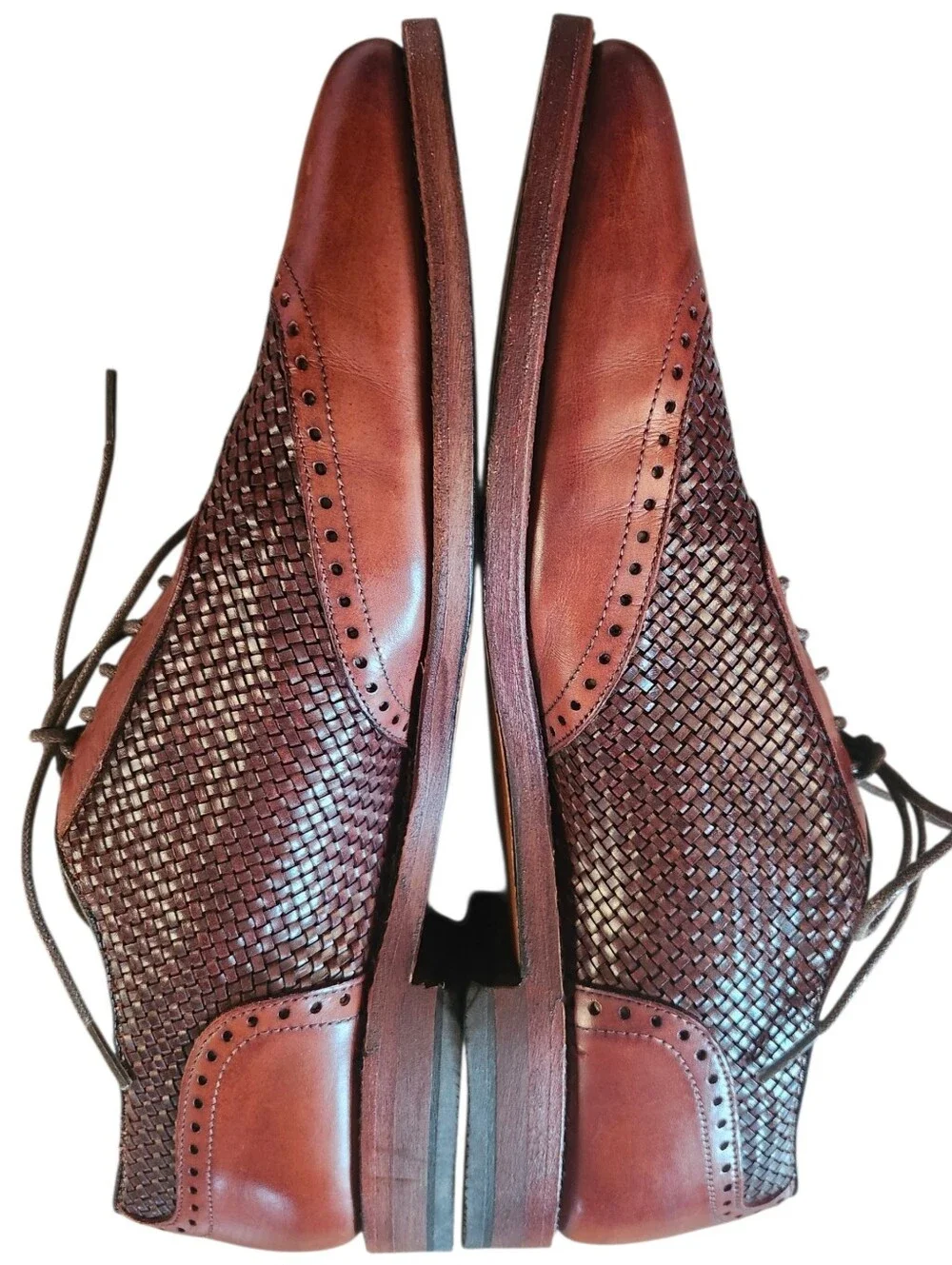Vintage Allen Edmonds Hampstead 1968 Woven Leather Wingtip Oxfords Men's 10.5 D