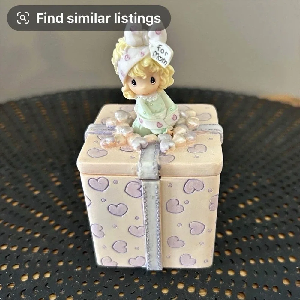 Precious Moments Baby Girl Hearts Ceramic Lidded Trinket Box, 4in