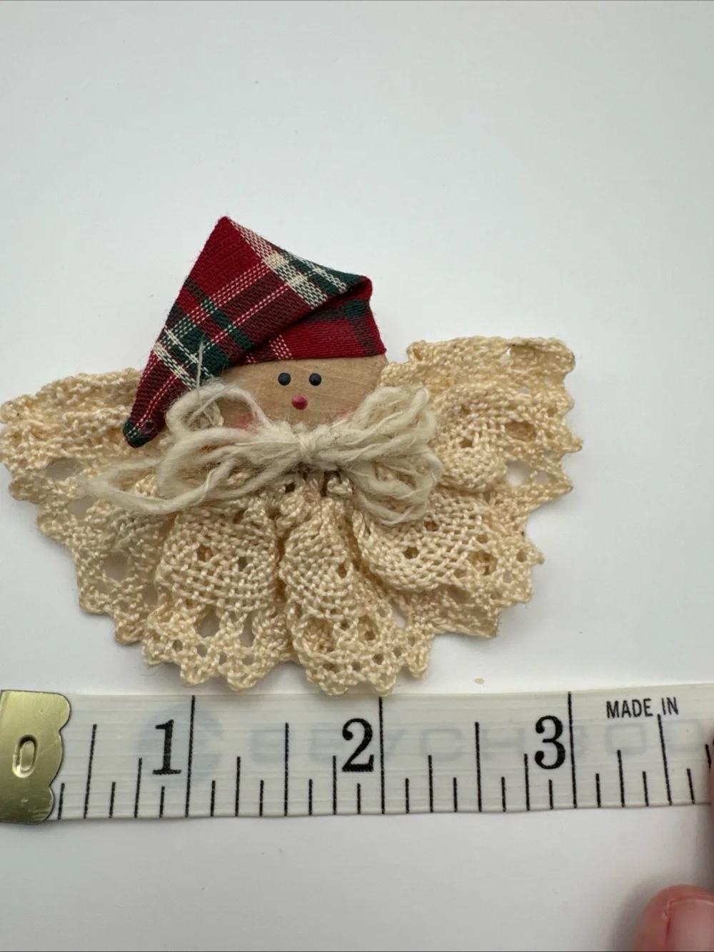 Title  Vintage Christmas Brooch Pin Lot Snowman Santa Tree Crochet Angel Holiday