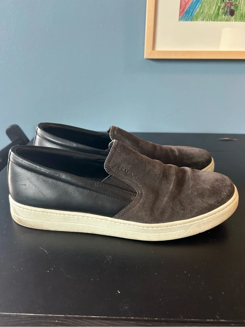 Prada grey suede