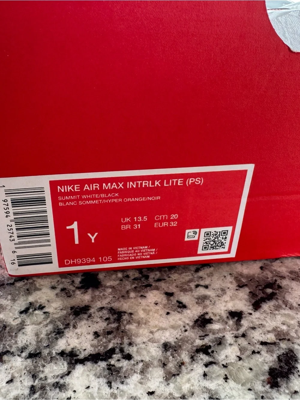 Nike air max Kids White Sneakers with Black Swoosh and Red Stitching