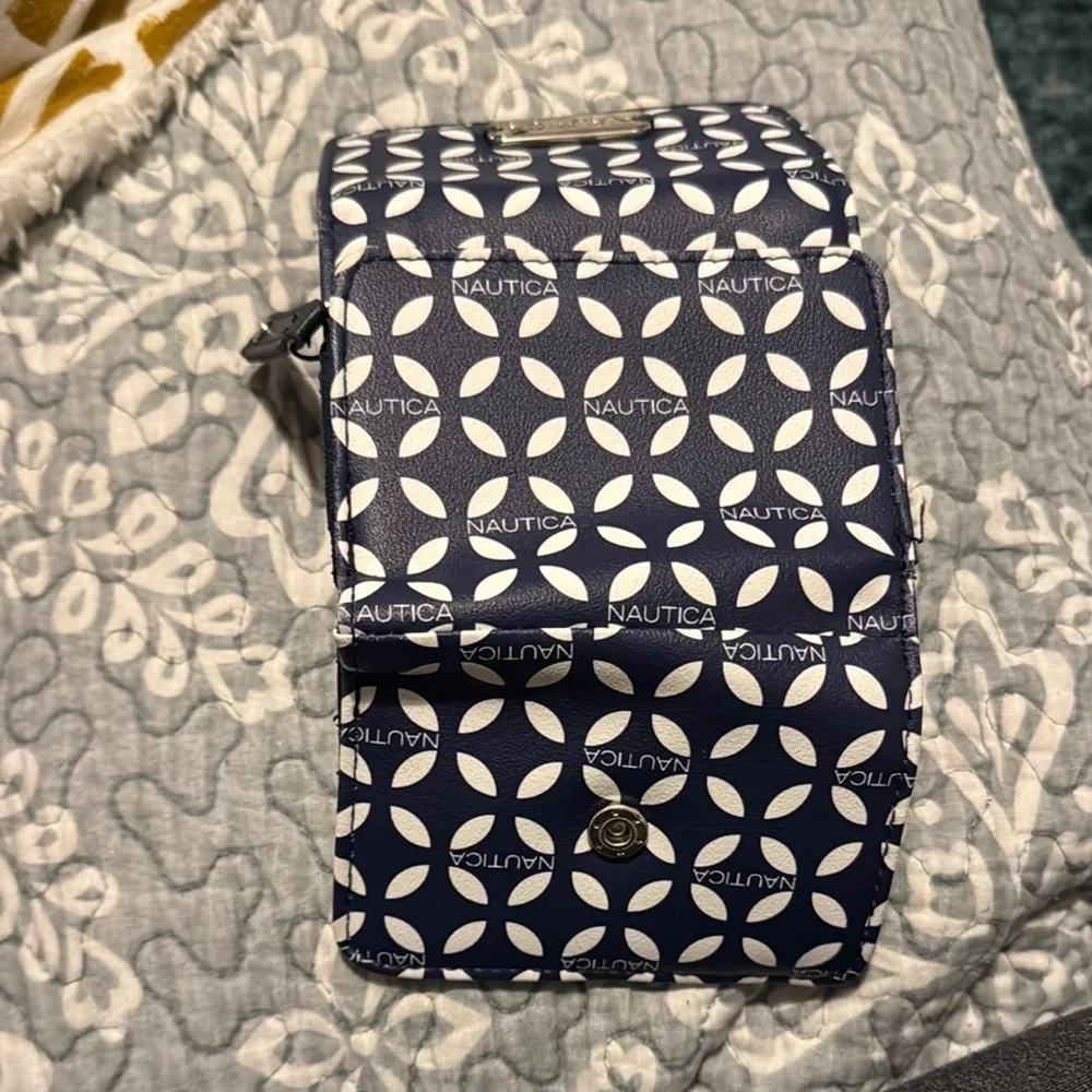 Nautica Blue and White Geometric Wallet