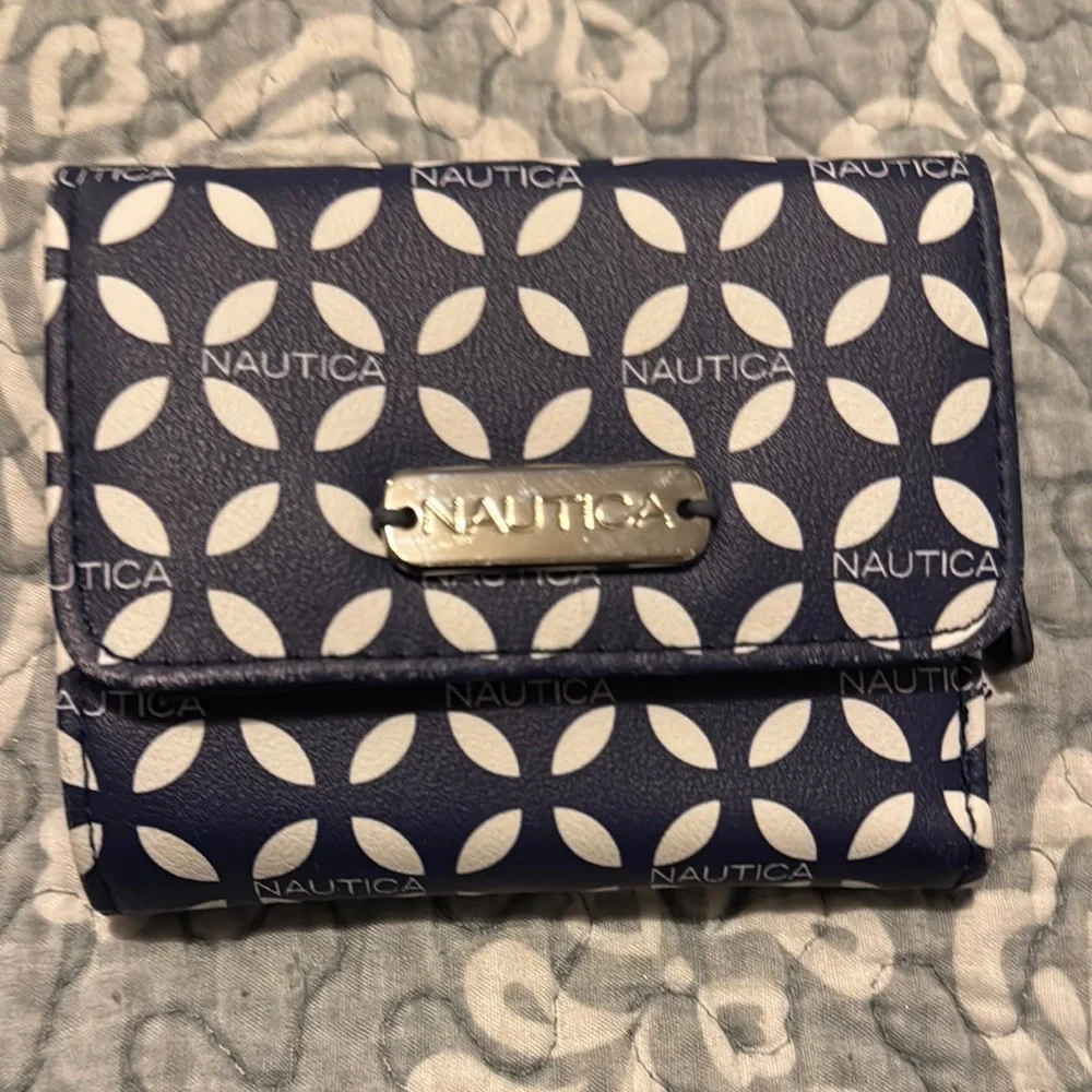 Nautica Blue and White Geometric Wallet