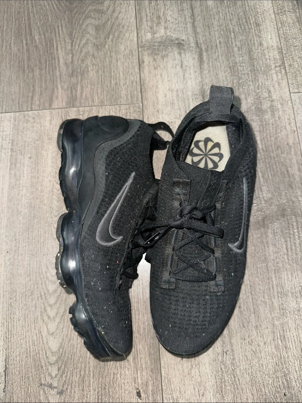 Nike YOUTH All-Black Flyknit VaporMax Athletic Sneakers
