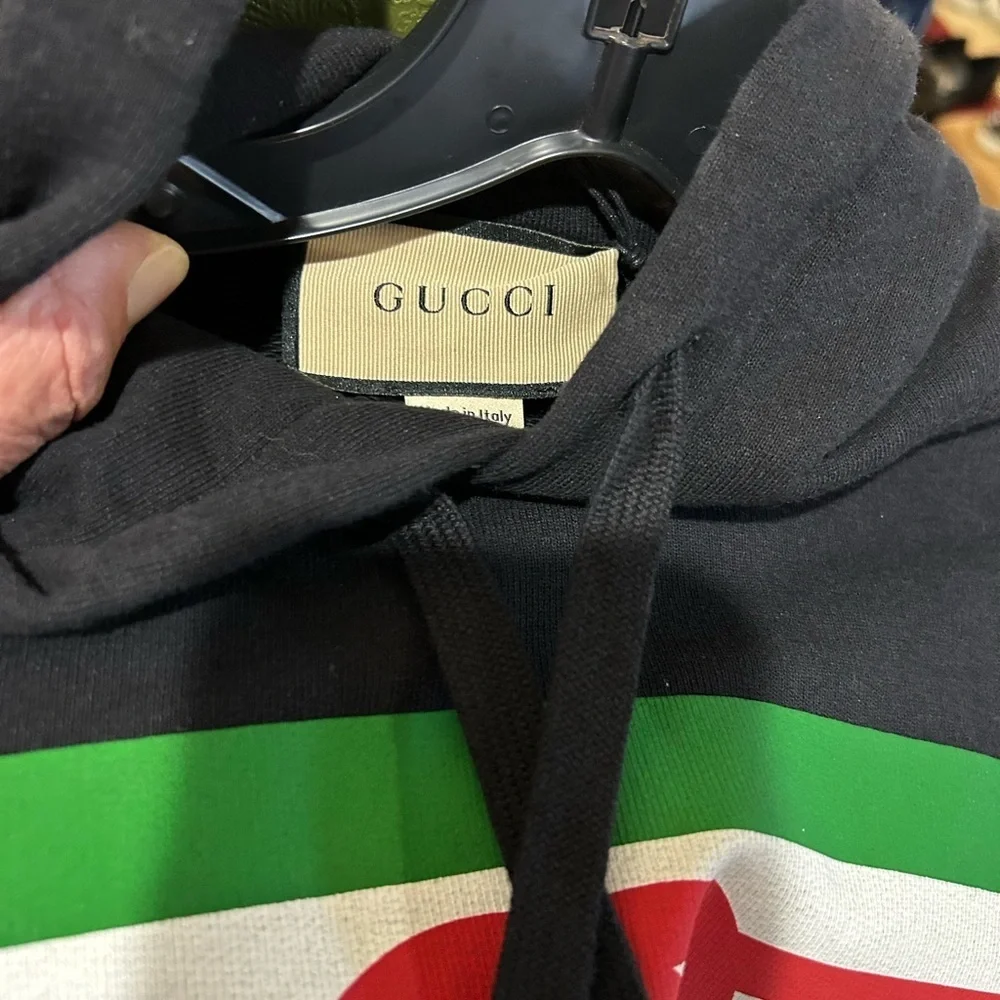 Men's Gucci interlocking G web stripe cotton hoodie size XS fits like medium