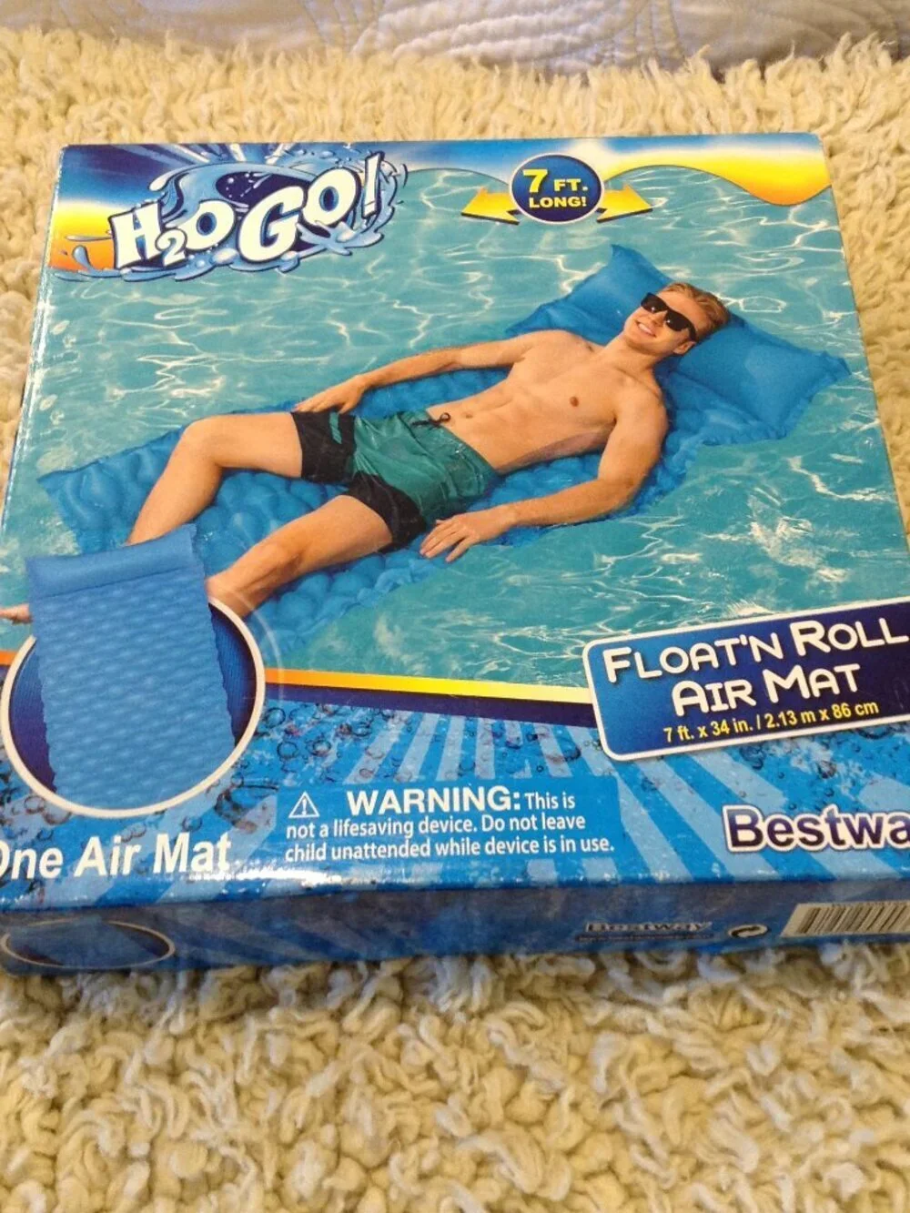 NWOT Best Way H2O Go! 7' long Float N Roll Air Mat (2) Summertime Fun Pool Kids