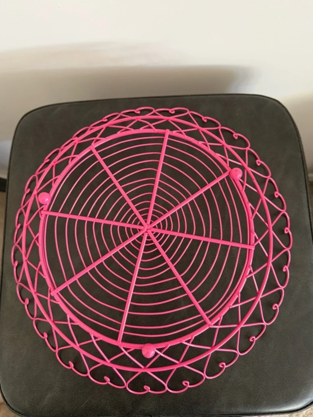 Hot Pink Heart Wire Fruit Bowl/Basket