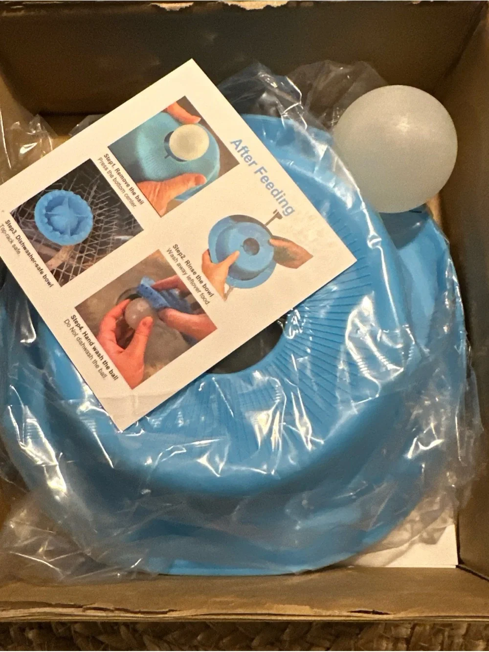 Blue Nonslip Silicone Dog Slow Feeder Lick Bowl with Ball