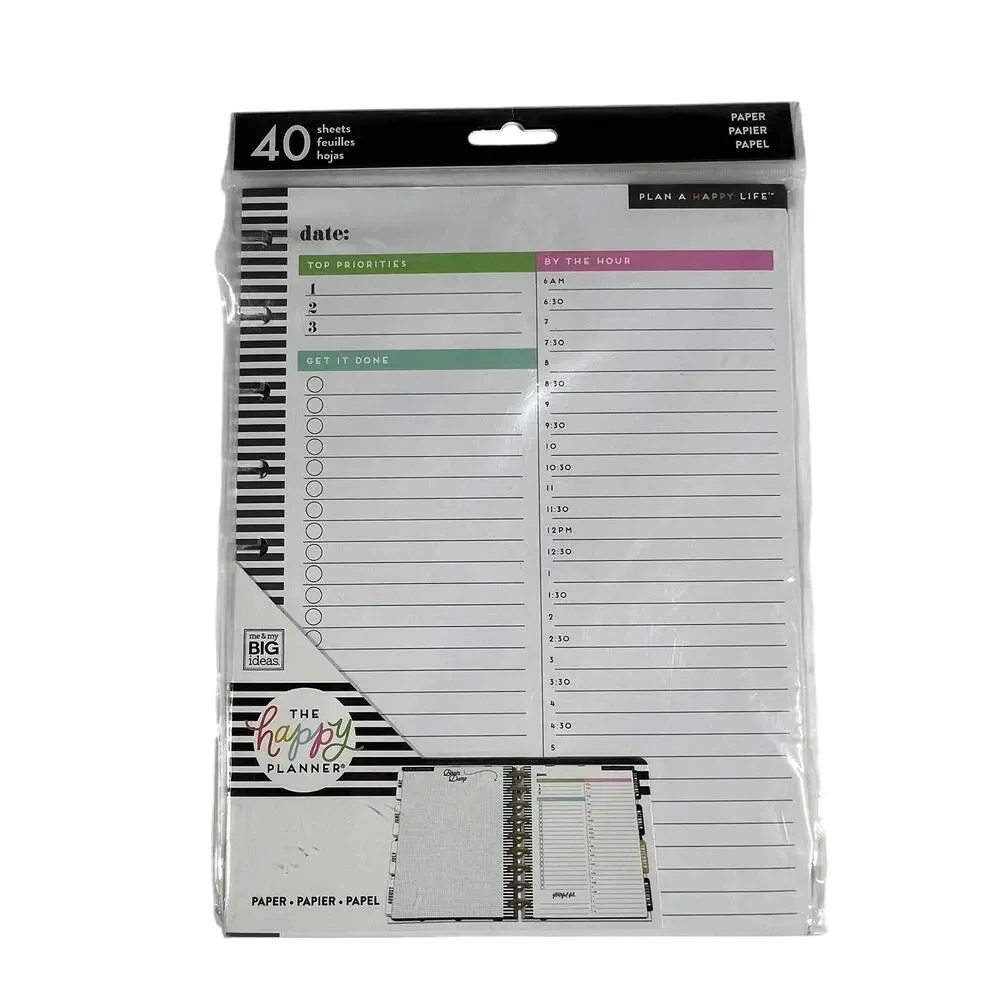 THE HAPPY PLANNER Classic Daily Filler Paper Lot of 5 200 Sheets FIL03 NEW